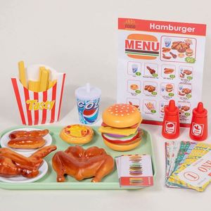 Ensembles de nourriture en bois pour enfants : hamburgers, frites, poulet frit, jeux de rôle, accessoires de cuisine - Product Image 1