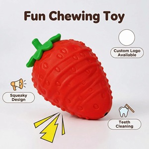 Customizable Strawberry <b>Pet</b> Chew <b>Toy</b> <b>for</b> Aggressive Chewers <b>Interactive</b> Eco-Friendly Cartoon Squeaky TPR Slow Feeder Treat Dispe - Product Image 3