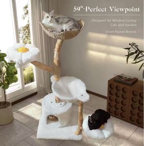 Aston Group Albero per Gatti Moderno di Lusso Ecologico in Legno, Ispirato ad Halloween, Resistente, con Amaca Accogliente e Posatoi a Fiore, a 4 Livelli - Product Image 5