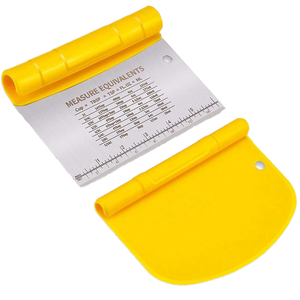Spatule de pâtisserie en acier inoxydable avec échelle de mesure, manche jaune, grattoir à pâte pour outils de pâtisserie - Product Image 1