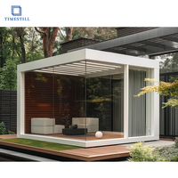 Gazebo pliable électrique motorisé avec système de drainage intégré, panneaux en polycarbonate en alliage d'aluminium, imperméable, installation facile