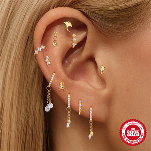 Pendientes Colgantes de Borla de Doble Capa de Plata de Ley S925 Hipoalergénicos con Circonitas, Joyería Fina de Moda al por Mayor para Mujer - Product Image 2