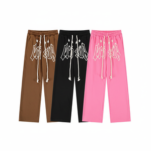 Joggers en molleton personnalisés pour hommes – Pantalons de survêtement d'hiver unis en French Terry, coupe droite évasée - Product Image 1