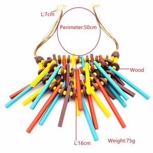 Collier statement bohème multi-rangs en <span class=keywords><strong>bois</strong></span> massif, grand et épais, pour femme, ethnique, coloré, barre en <span class=keywords><strong>bois</strong></span>, mariage, 50 cm - Product Image 6