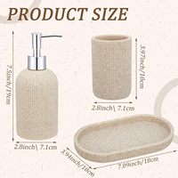 Ensemble d'accessoires de salle de bain en résine texturée beige mat de haute qualité, 3 pièces, avec distributeur de savon, gobelet et plateau organisateur