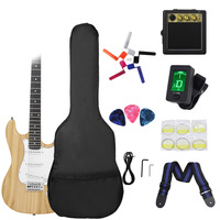 Kit de guitare électrique de style ST de 39 pouces avec micros SSS, tremolo, amplificateur, sac et accessoires