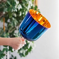 Bol Chantant en Cristal Fait Main Mountain Rain Cosmic Alchemy, Ensemble de 7 Pièces en Quartz Coloré avec Poignée, pour Guérison, avec Mallette en Daim