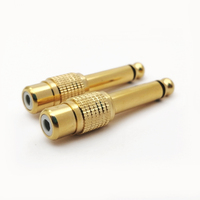 Altın Kaplama 6.35mm 1/4" TS Mono Erkek - RCA Dişi Ses Adaptörü 6.5mm Mono Fiş - RCA AV Jak Konnektörü