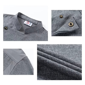 Giacca <span class=keywords><strong>da</strong></span> Chef in Cotone e Lino Grigio, Uniforme <span class=keywords><strong>da</strong></span> Cucina, Camicia per Cuochi di Hotel e Sushi, Abbigliamento <span class=keywords><strong>da</strong></span> Lavoro per Ristoranti e Panetterie - Product Image 3