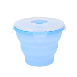 Utensilios de cocina personalizado calidad alimentaria ronda contenedor de alimentos con tapa plegable de silicona de la caja de almuerzo - Product Image 2