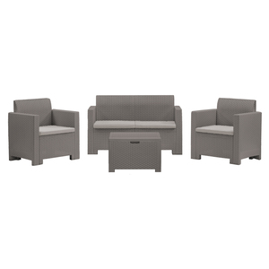 Set Lounge da Giardino Completo Bica Nebraska con Divano, Tavolino da Caffè e 2 Poltrone da Esterno, Finitura Effetto Rattan Marrone - Product Image 5