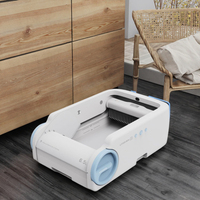 Bac à litière pour chat de grande capacité avec fonction de nettoyage facile, design semi-fermé avec accessoires métalliques