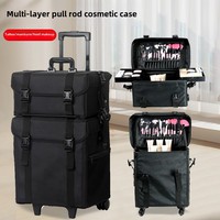 Relavel Valise de Maquillage de Voyage à Roulettes 4 en 1, Chariot de Maquillage en Nylon Grande Taille, Trousse de Cosmétiques pour Maquilleur Professionnel