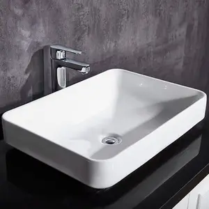 Modern rectangular shape color bathroom sink matt white ceramic wash basin
