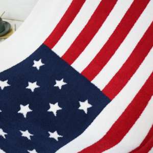 Coperta di lancio della bandiera americana in filato di piume con <span class=keywords><strong>stelle</strong></span> e strisce rosse bianche e blu per l'arredamento della casa patriottico - Product Image 4