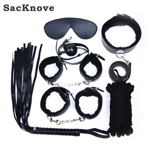 SacKnove Wholesale 7Pcs Adult Sex Toys Furry Leather Handcuffs Ball Whip Kit Fetish <strong>BDSM</strong> Bondage <strong>Set</strong> for Couples - Product Image 1