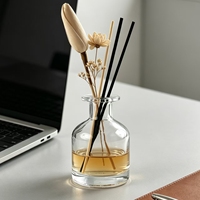 Bouteille diffuseur à roseaux en verre transparent, à large ouverture, vide, pour diffuseur d'arômes, parfum d'intérieur, avec bouchon à vis, couleur personnalisable