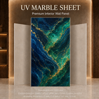 Panneau mural en marbre doré émeraude MORLENX, PVC ignifuge, 4x8 pieds, plaque sans joint pour l'intérieur des bâtiments commerciaux