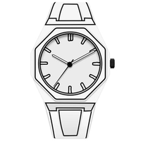 Montre à quartz minimaliste de style antique, boîtier élégant en acier inoxydable, cadran coloré en polycarbonate, bracelet en silicone, étanche 5 ATM