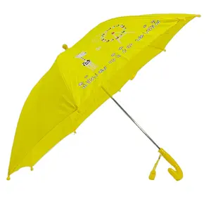 Ovida aumatic straight kid umbrella with Polypongee fabric fiberglass runner yellow giraffe kids umbrella