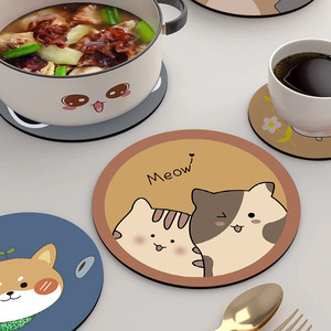 Sous-verre rond en boue de diatomée, sélection premium, motif dessin animé, 12x12cm, résistant à la chaleur, pour la maison, pour café, thé, bols et couverts - Product Image 1