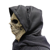 Masque intégral en latex écologique pour cosplay d'horreur, nouveau design, crâne de démon avec capuche, effrayant, cri, fantôme, fête d'Halloween