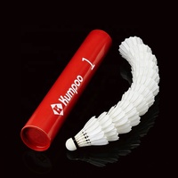 KUMPOO Rouge 1 Volant de badminton en plumes d'oie 12 pièces Liège souple Durable Haute élasticité Vol stable 76/77 Professionnel