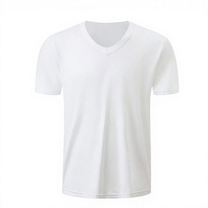 T-shirt pour homme à col en V, manches courtes, coupe classique, imprimé lettres vintage, délavé à l'acide, séchage rapide, 100% coton, blanc et noir - Product Image 4