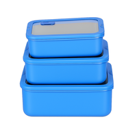 Boîte à bento en acier inoxydable 500/800/1200 ml avec couvercles en verre - Ensemble de contenants alimentaires hermétiques pour le stockage de la viande
