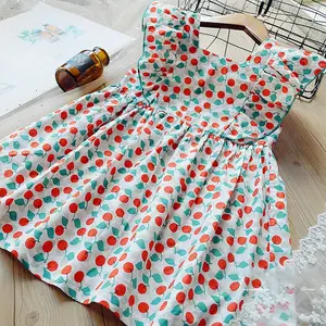 Vestido infantil floral de manga curta, vestido fofo para meninas e crianças