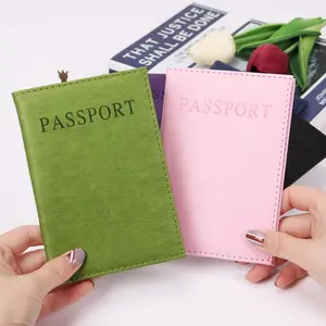 Nova carteira de couro falso com porta-passaporte, bolsa de armazenamento com manga protetora para guardar passaporte e cartão, moda masculina e feminina