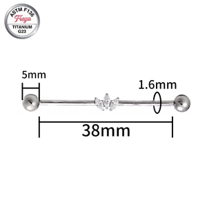 Vente en gros de bijoux de mode pour piercing d'<span class=keywords><strong>oreille</strong></span> en Titane ASTM-F136 G23 à filetage externe, type barbell industriel pour cartilage et pont d'<span class=keywords><strong>oreille</strong></span> - Product Image 6
