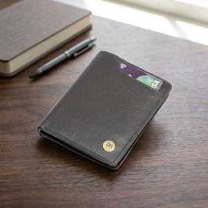 WRIZA Men's Classic Trendy Formal Genuine Leather Durable Card Holder <b>RFID</b> <b>Blocking</b> 5 Inch <b>Wallet</b> No Zipper Closure Credit Cards - Product Image 4