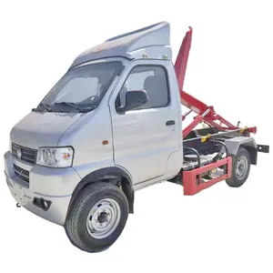 Dongfeng 4x2 petrol gasoline mini roll off container garbage truck hook