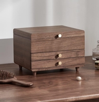 Boîtes à bijoux en bois rétro de haute qualité avec poignée poli collier et boucles d'oreilles mallette de rangement à vendre