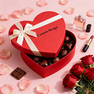 Подарочная коробка в форме красного сердца из перерабатываемого картона для женщин – романтический подарок на День святого Валентина или День рождения, полноцветная печать, хит продаж - Product Image 2