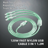 Câble USB Type-C 3-en-1 tressé en nylon coloré 120W à charge rapide 6A, 1,2m, conducteur en cuivre pur pour ordinateur et appareil photo – Meilleures ventes
