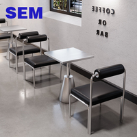 Chaise de restaurant de style industriel SEM, dossier en cuir souple, banquette de restaurant en acier inoxydable pour café