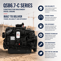 Moteur diesel refroidi par eau à 6 cylindres turbocompressé CUMS QSB6.7-C170 170HP 127kW 2000RPM pour chargeuse, excavatrice et engins de chantier
