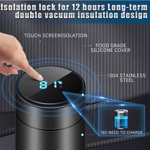 Hot Selling 16oz Stainless Steel Vacuum Digital <b>Smart</b> Tumbler with LCD Temperature Display and Lid Private Label - Product Image 4