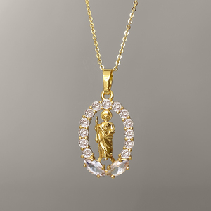 Hot Selling in Stock Religion Jewelry 18K <b>Gold</b> Plated Christ Jesus <b>Statue</b> Cz Pendant Necklace - Product Image 1