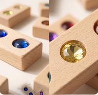 Bloques de Construcción de Madera para Niños, Juguetes Educativos Tempranos para Jardín de Infancia, Bloques de Acrílico Transparentes con Forma de Gemas, Rompecabezas Creativo para Bebés