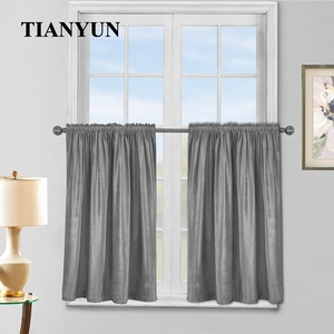 Nhà Máy Bán Buôn Màu Sắc Tinh Khiế<span class=keywords><strong>t</strong></span> Nhung Vải Rod Pocket Nhỏ Rèm Cửa Ngắn Đặ<span class=keywords><strong>t</strong></span> Cho Nhà Bếp Cửa Sổ - Product Image 2