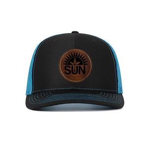 Casquette Trucker en Cuir avec Patch, Style Hip-Hop Élégant Bicolore, Visière Courbe, Maille Respirante, Protection Solaire pour Hommes et Femmes - Product Image 4