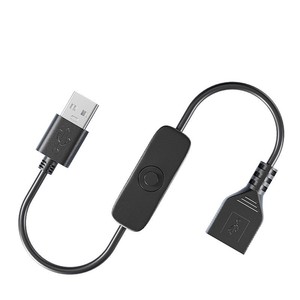 Usb Power Cable With <b>Switch</b> Extension <b>Adapter</b> For Desktop Charging Connection Black Pvc Material Single Head Design - Product Image 1