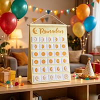 Calendrier du Ramadan en feutre à suspendre, 613079, compte à rebours de 30 jours avec phases lunaires pour la décoration du Ramadan