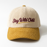 Gorra de Béisbol Vintage de Dos Tonos en Pana, Estilo Dad Hat, con Bordado Personalizado, 6 Paneles, Visera Curva, Informal y Deportiva para Hombre