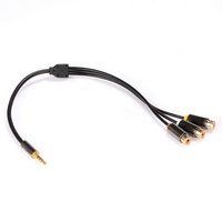 3.5MM TRRS Erkek - 3 RCA Dişi Koaksiyel Bükümlü Çift PVC Kılıflı Ses Video Adaptör Kablosu (Hoparlör ve Cep Telefonu için)