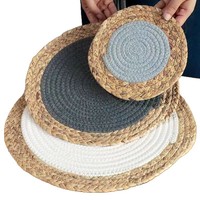 Sets de table ronds en paille naturelle aux tons chauds, tressés avec isolation en corde de coton, style nordique, sous-verres et dessous de plat décoratifs