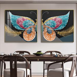 Venta al por Mayor de Fábrica, Personalización de Lujo, Impresión de Alta Definición, Decoración del Hogar, Pintura de Porcelana con Cristales de Mariposa, Luz LED - Product Image 2